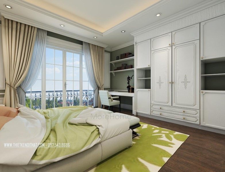 Thiết kế nội thất phòng ngủ nhà liền kề khu đô thị Văn Quán